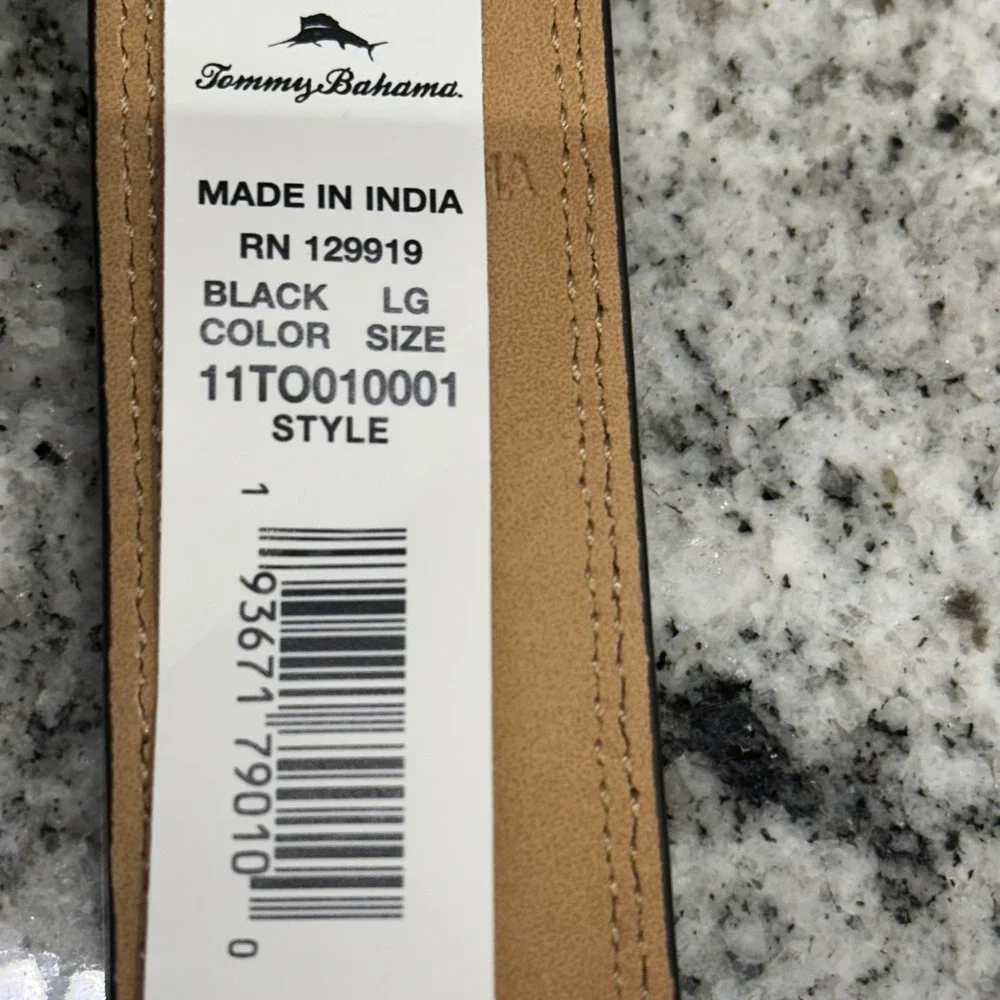 Tommy‎ Bahama Men's Black Leather Belt Size Large 38-40 Dress Casual